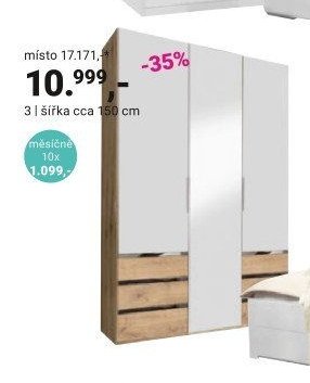 Šatní skříň, šířka cca 150 cm