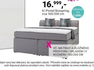 Postel Boxspring, plocha lůžka 160/200 cm