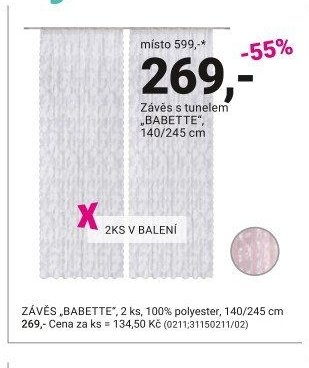 Závěs s tunelem „BABETTE“