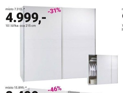 Skříň s posuvnými dveřmi šířka cca 215 cm