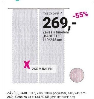 Závěs s tunelem BABETTE