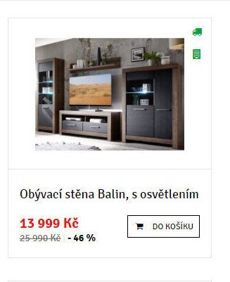 Obývací stěna Balin, s osvětlením