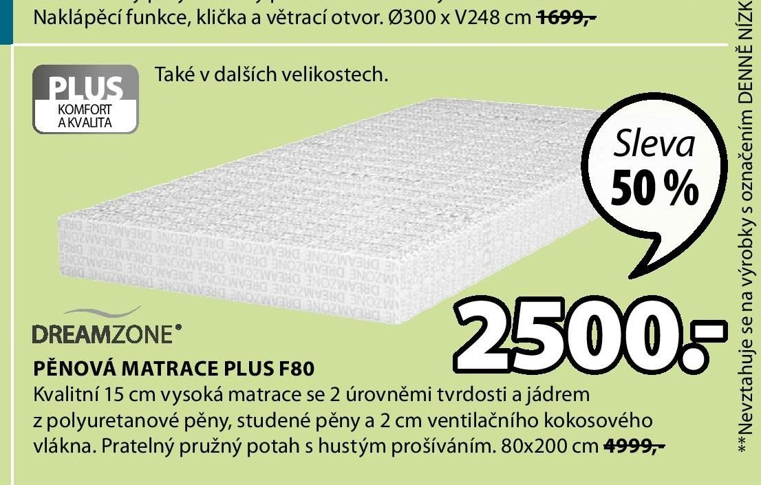 Pěnová matrace PLUS F80