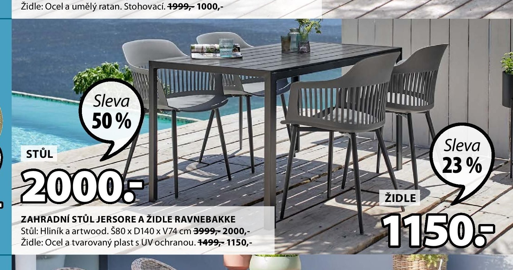 ZAHRADNÍ STŮL JERSORE A ŽIDLE RAVNEBAKKE
