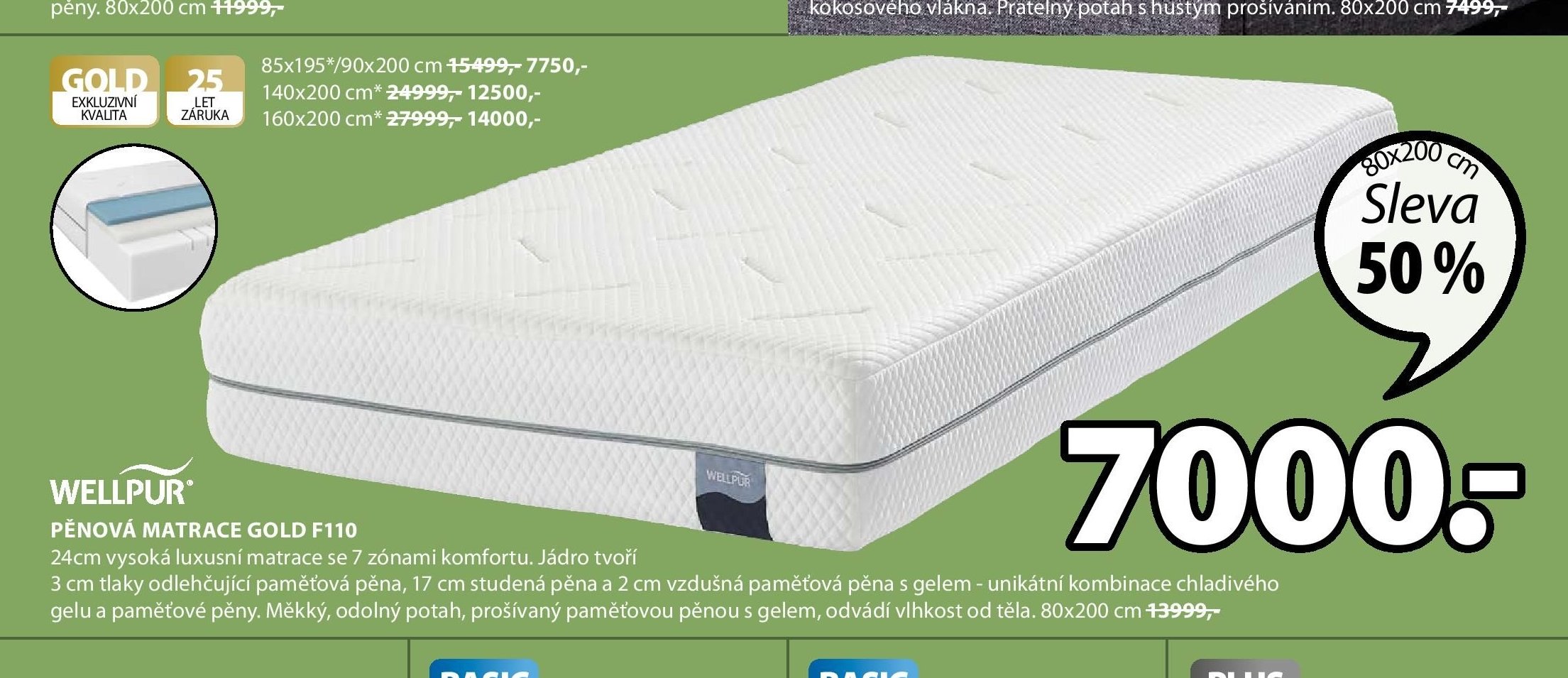 PĚNOVÁ MATRACE GOLD F110