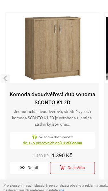 Komoda dvoudveřová dub sonoma SCONTO K1 2D