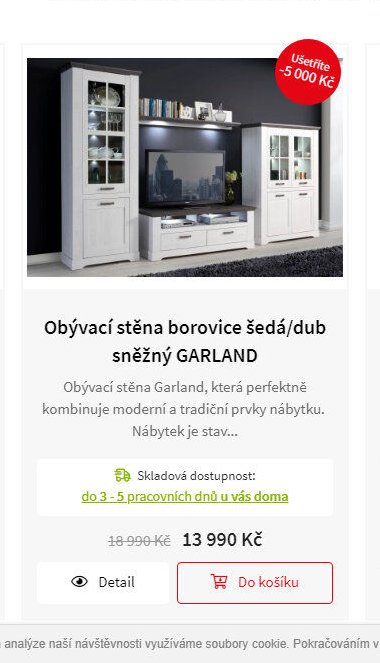 Obývací stěna borovice šedá/dub sněžný GARLAND