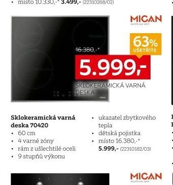 Sklokeramická varná deska 70420