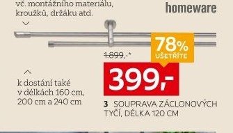 Souprava záclonových tyčí, délka 120 cm