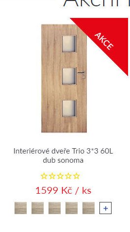 Interiérové dveře Trio 3*3 60L dub sonoma