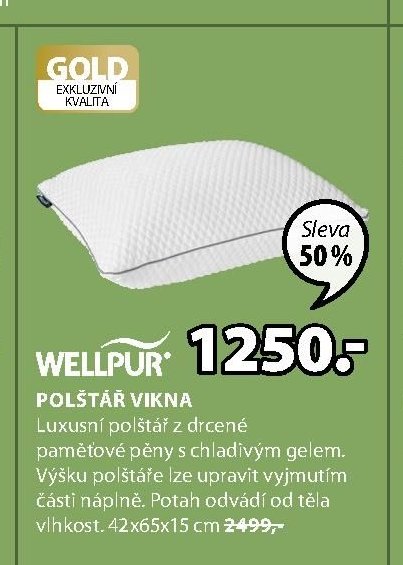 WELLPUR POLŠTÁŘ VIKNA 42x65x15 cm