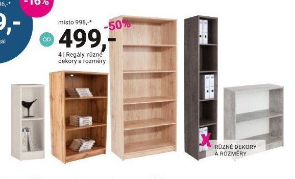 4 | Regály, různé dekory a rozměry