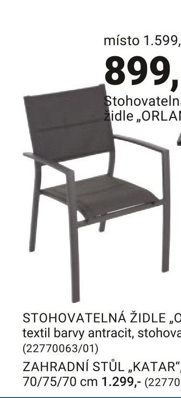 Stohovatelná židle „ORLANDO“