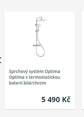 Sprchový systém Optima Optima s termostatickou baterií bílá/chrom