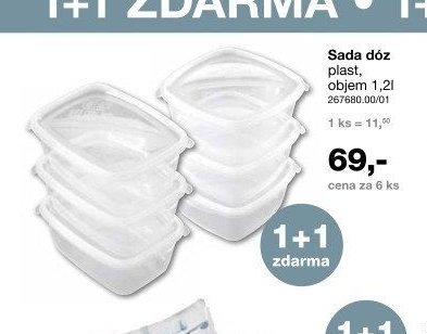 Sada dóz plast, objem 1,2l