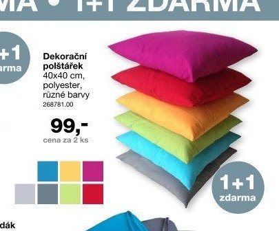 Dekorační polštářek 40x40 cm, polyester, různé barvy