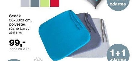 Sedák 38x38x3 cm, polyester, různé barvy
