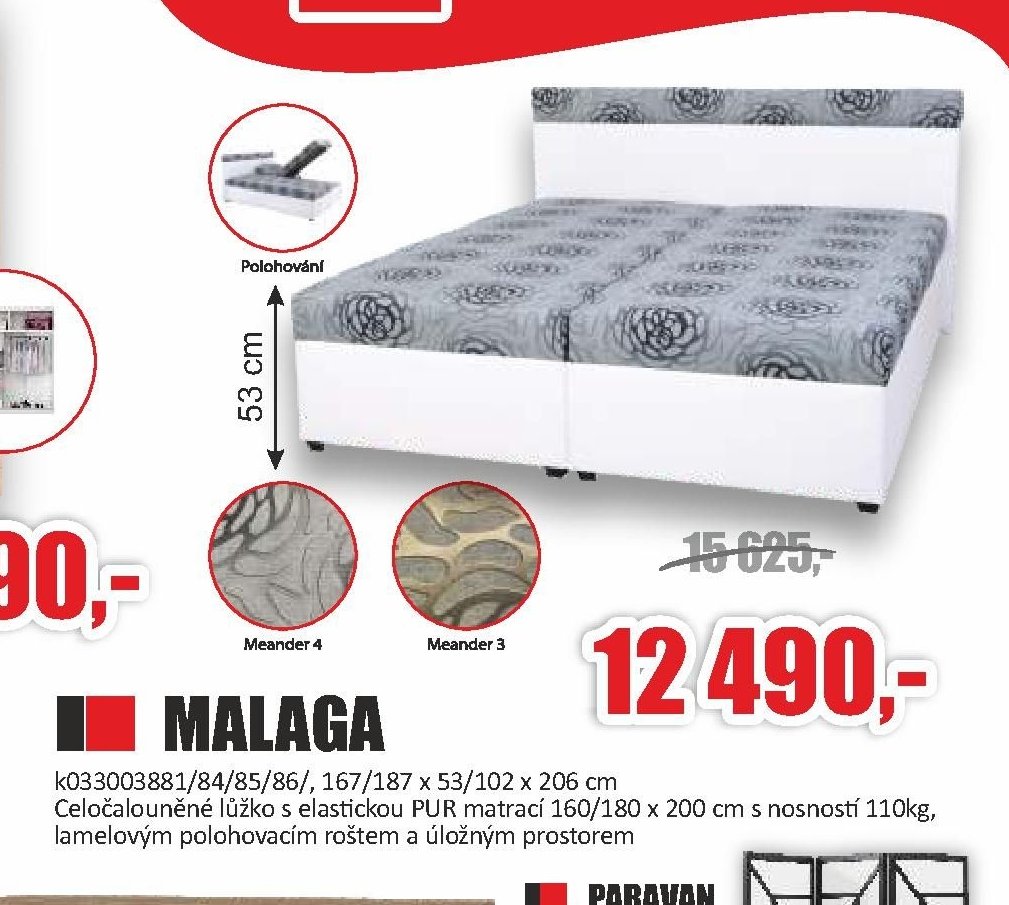 MALAGA celočalouněné lůžko