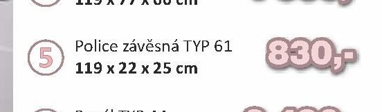 Police závěsná TYP 61