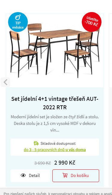 Set jídelní 4+1 vintage třešeň AUT-2022 RTR