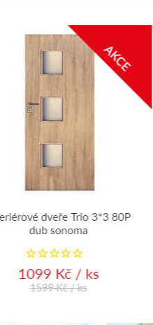 Interiérové dveře Trio 3*3 80P dub sonoma