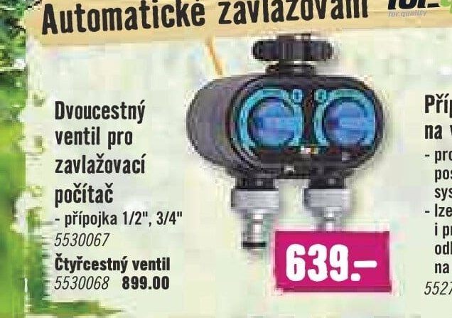 Dvoucestný ventil pro zavlažovací počítač