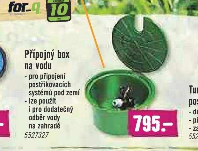 Přípojný box na vodu