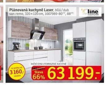 Plánovaná kuchyně Laser, bílá / dub san remo