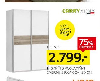 1 Skříň s posuvnými dveřmi, šířka cca 120 cm