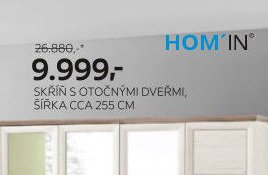 SKŘÍŇ S OTOČNÝMI DVEŘMI, ŠÍŘKA CCA 255 CM