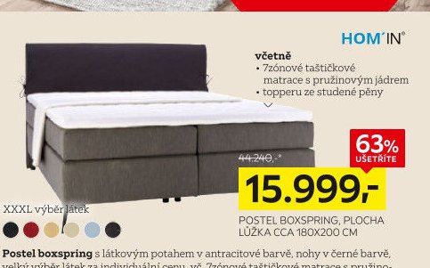 POSTEL BOXSPRING, PLOCHA LŮŽKA CCA 180X200 CM