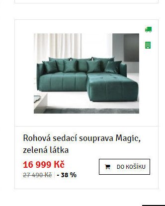 Rohová sedací souprava Magic, zelená látka