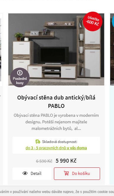 Obývací stěna dub antický/bílá PABLO