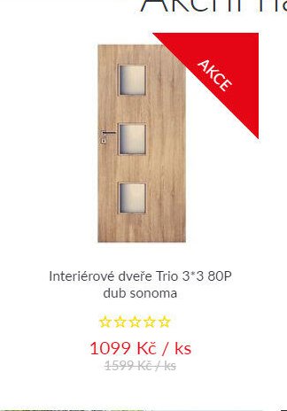 Interiérové dveře Trio 3*3 80P dub sonoma