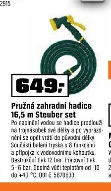 Pružná zahradní hadice 16,5 m Steuber set