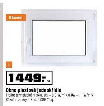 Okno plastové jednokřídlé