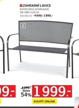 2 ZAHRADNÍ LAVICE konstrukce celokovová