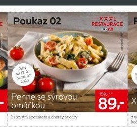 Penne se sýrovou omáčkou