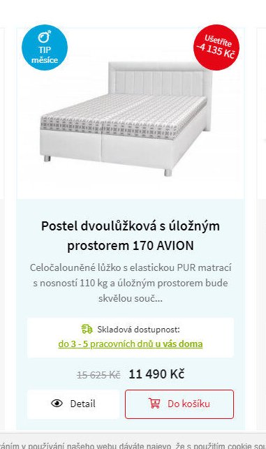 Postel dvoulůžková s úložným prostorem 170 AVION