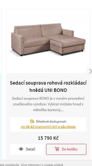 Sedací souprava rohová rozkládací hnědá UNI BONO