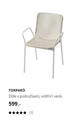 TORPARÖ Židle s područkami, vnitřní i venk.