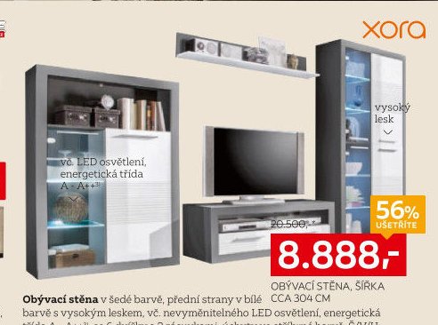 Obývací stěna, šířka cca 304 cm