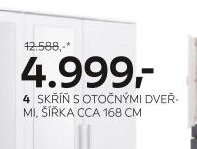 4 SKŘÍŇ S OTOČNÝMI DVEŘMI, ŠÍŘKA CCA 168 CM