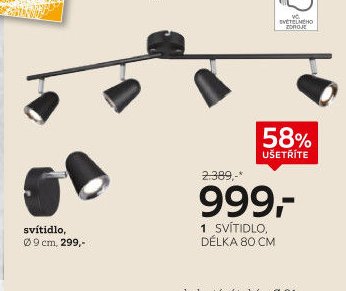 1 svítidlo, délka 80 cm