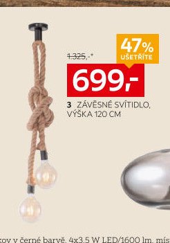 3 závěsné svítidlo, výška 120 cm