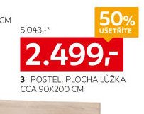 3 POSTEL, PLOCHA LŮŽKA CCA 90X200 CM