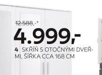 4 SKŘÍŇ S OTOČNÝMI DVEŘMI, ŠÍŘKA CCA 168 CM