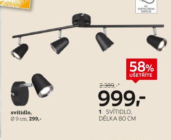 1 svítidlo, délka 80 cm