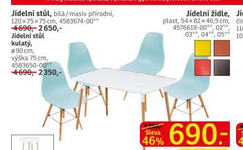 Jídelní stůl, bílá / masiv přírodní