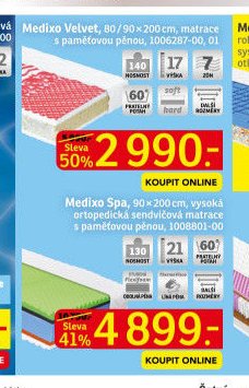 Medixo Velvet, 80/90x200 cm, matrace s paměťovou pěnou, 1006287-00, 01